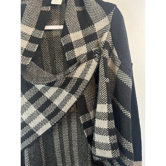 Venus Black and Gray Open Front Cardigan Size Medium - Picture 2 of 4